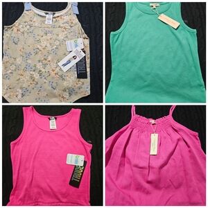 Copper Key Cream and Green Tank Tops with Floral and Solid Styles